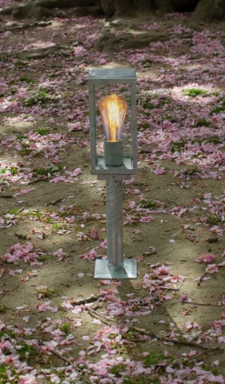 Sockelleuchte Vintage Aluminium in Zink IP44 E27 50 cm