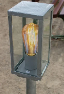 Sockelleuchte Vintage Aluminium in Zink IP44 E27 50 cm