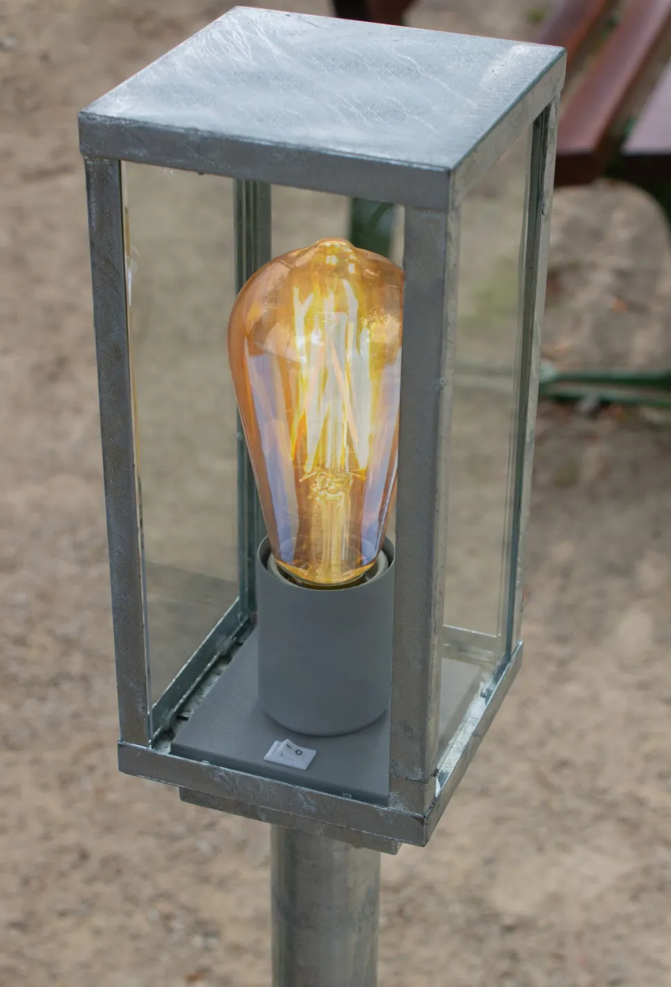 Sockelleuchte Vintage Aluminium in Zink IP44 E27 50 cm