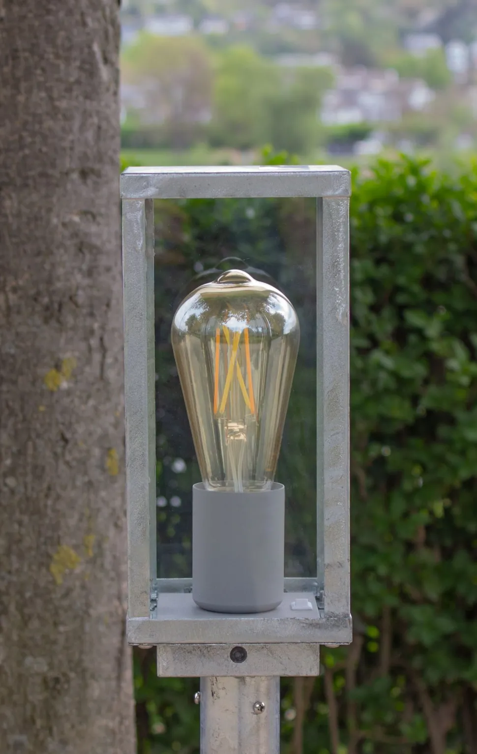 Sockelleuchte Vintage Aluminium in Zink IP44 E27 50 cm