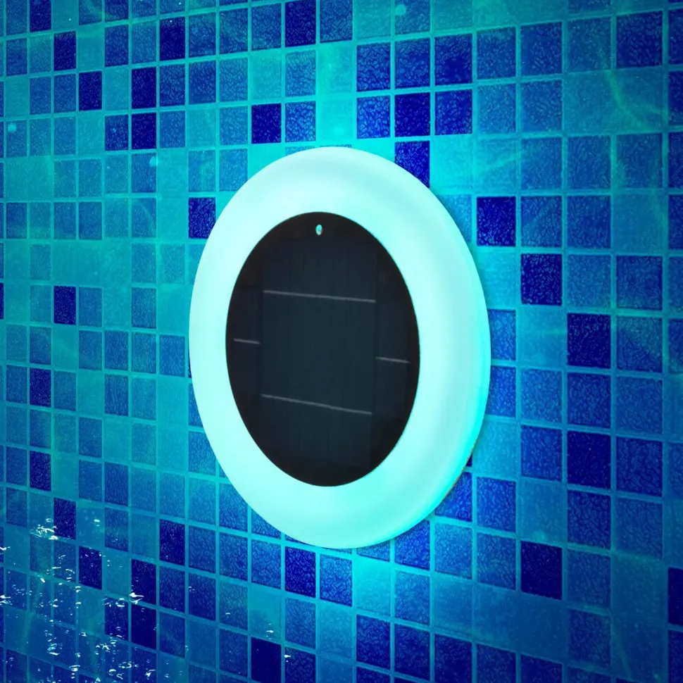 Solar Poolleuchte LED Farbwechsel Dimmer IP68 Ø 29 cm kabellos