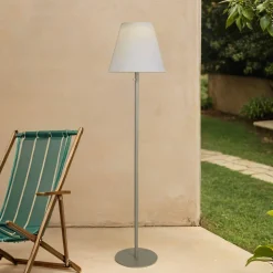 Solar Stehleuchte außen LED IP44 158 cm in Silber Weiß 3000 K