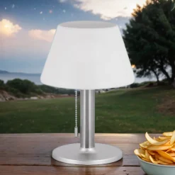 Solar Tischleuchte Tragbar Akku LED IP44 28 cm hoch Zugschalter