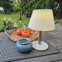 Solar Tischleuchte Tragbar Akku LED IP44 28 cm hoch Zugschalter