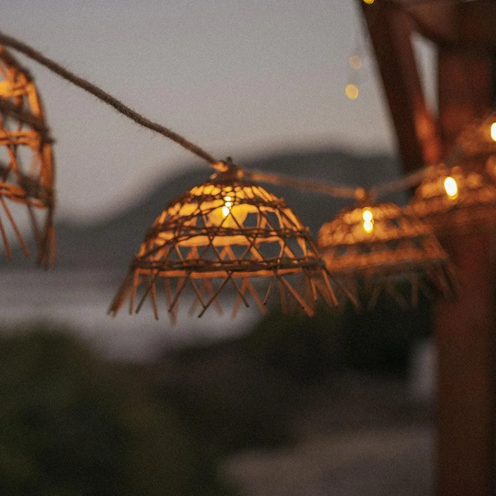 Solarlichterkette LED 1800 K 5 m lang Jute Naturfaser