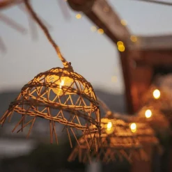 Solarlichterkette LED 1800 K 5 m lang Jute Naturfaser