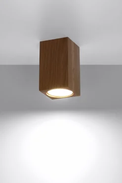 Spot Lampe Decke Holz klein H: 10 cm eckig GU10