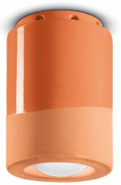 Spot Lampe Decke Keramik E14 D: 8,5 cm Aufputz Orange