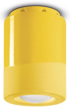 Spot Lampe Decke Keramik E14 rund Ø 8,5 cm Aufputz Gelb