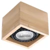 Spot Lampe Holz quadratisch B: 14 cm klein flach GU10