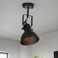 Spot Lampe Schwarz Metall rund Retro DALLAS