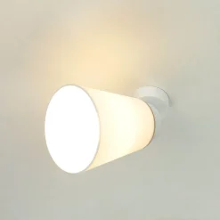 Spot Leuchte Weiß Modern rund Holz Lampe