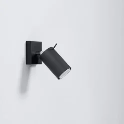 Spot Wand Schwarz verstellbar B: 8 cm klein Metall GU10