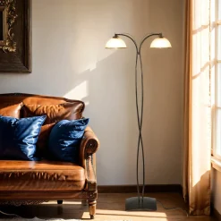 Standleuchte KORFU in Messing Antik 2-flmg