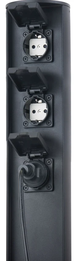 Steckdosensäule drei Steckdosen Aluminium IP44 40 cm