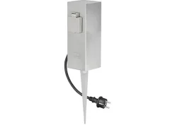 Steckdosensäule Edelstahl mit Kabel Erdspieß 2-fach IP44