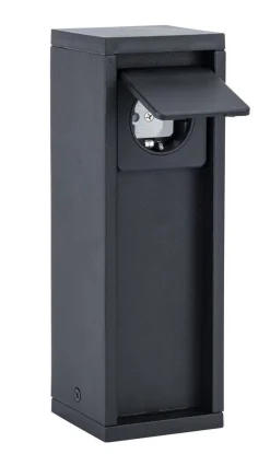 Steckdosensäule Schwarz 24 cm max 3500 W IP54 Aluminium
