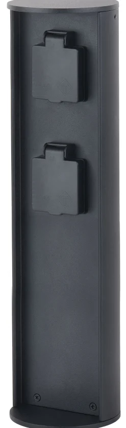 Steckdosensäule zwei Steckdosen Aluminium IP44 40 cm