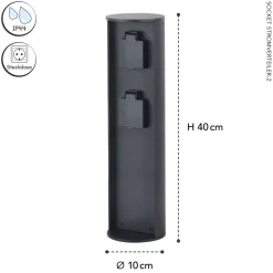 Steckdosensäule zwei Steckdosen Aluminium IP44 40 cm