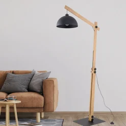 Stehlampe 180 cm hoch E27 verstellbar Holz Metall