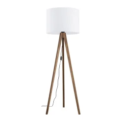 Stehlampe 145 cm klein Dreibein Stoff Holz E27 NOLAN