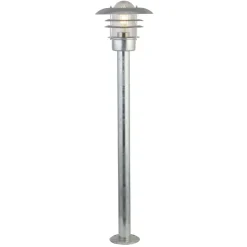 Stehlampe außen IP44 E27 98 cm in Silber Glas Metall