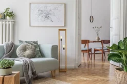 Stehlampe Bambus 140 cm hoch eckig Natur Schwarz ZAMOSC