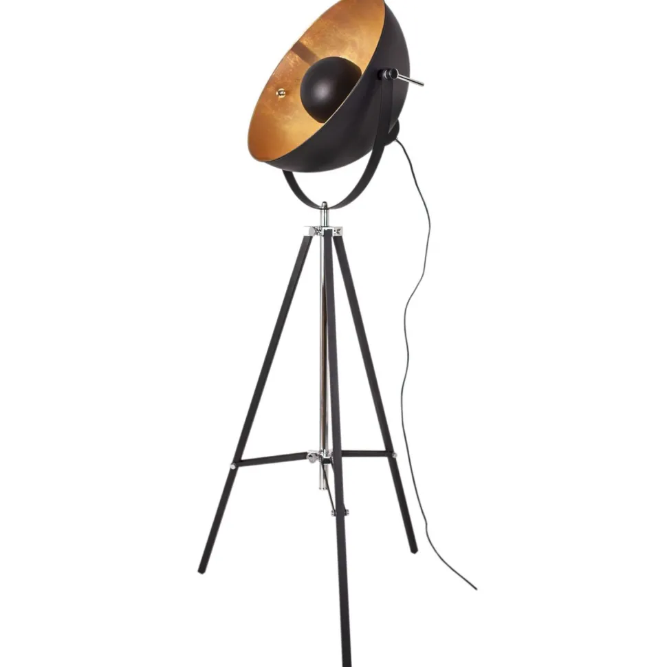 Stehlampe Dreibein in Schwarz Gold E27 160 cm Metall