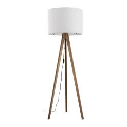 Stehlampe Dreibein klein 145 cm E27 Skandi Holz Leinen