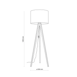 Stehlampe Dreibein klein 145 cm E27 Skandi Holz Leinen
