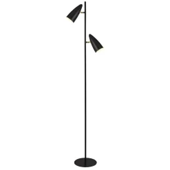 Stehlampe 2-flammig in Schwarz Gold E14 160 cm Metall