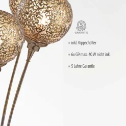 Stehlampe groß Metall Rostbraun Gold 181,2 cm G9 6-flmg