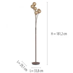 Stehlampe groß Metall Rostbraun Gold 181,2 cm G9 6-flmg