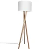 Stehlampe Holz Stoff E27 160 cm Dreibein Eiche Weiß