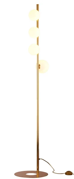 Stehlampe in Gold Weiß aus Messing Glas 151 cm Modern