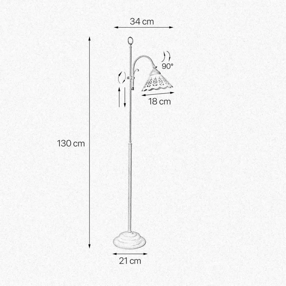 Stehlampe Keramik Messing 130 cm in Bronze Antik Weiß E27