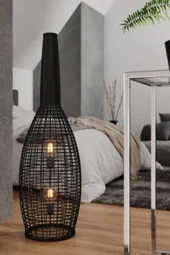 Stehlampe klein 120 cm Schwarz E27 aus Seegras Korb