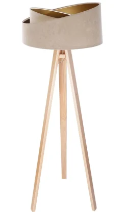 Stehlampe MANDAN Beige Gold Dreibein 145cm Wohnzimmer