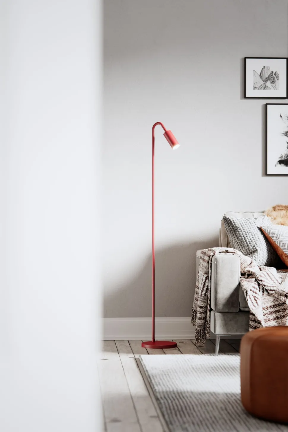 Stehlampe Metall 146 cm Dunkelrot GU10 Retro Design