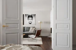 Stehlampe Metall Glas 150 cm hoch in Messing Weiß E27