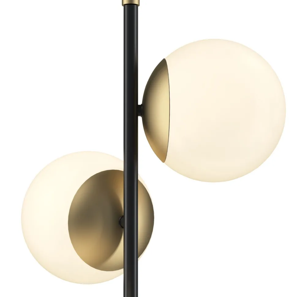 Stehlampe Metall Glas 150 cm hoch in Gold Weiß Schwarz