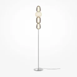 Stehlampe Metall Glas LED 165,5 cm hoch Chrom Weiß Grau