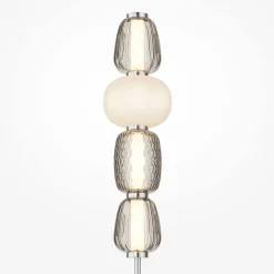 Stehlampe Metall Glas LED 165,5 cm hoch Chrom Weiß Grau