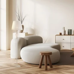 Stehlampe Metall Stoff 165 cm in Shabby Weiß Gold Weiß