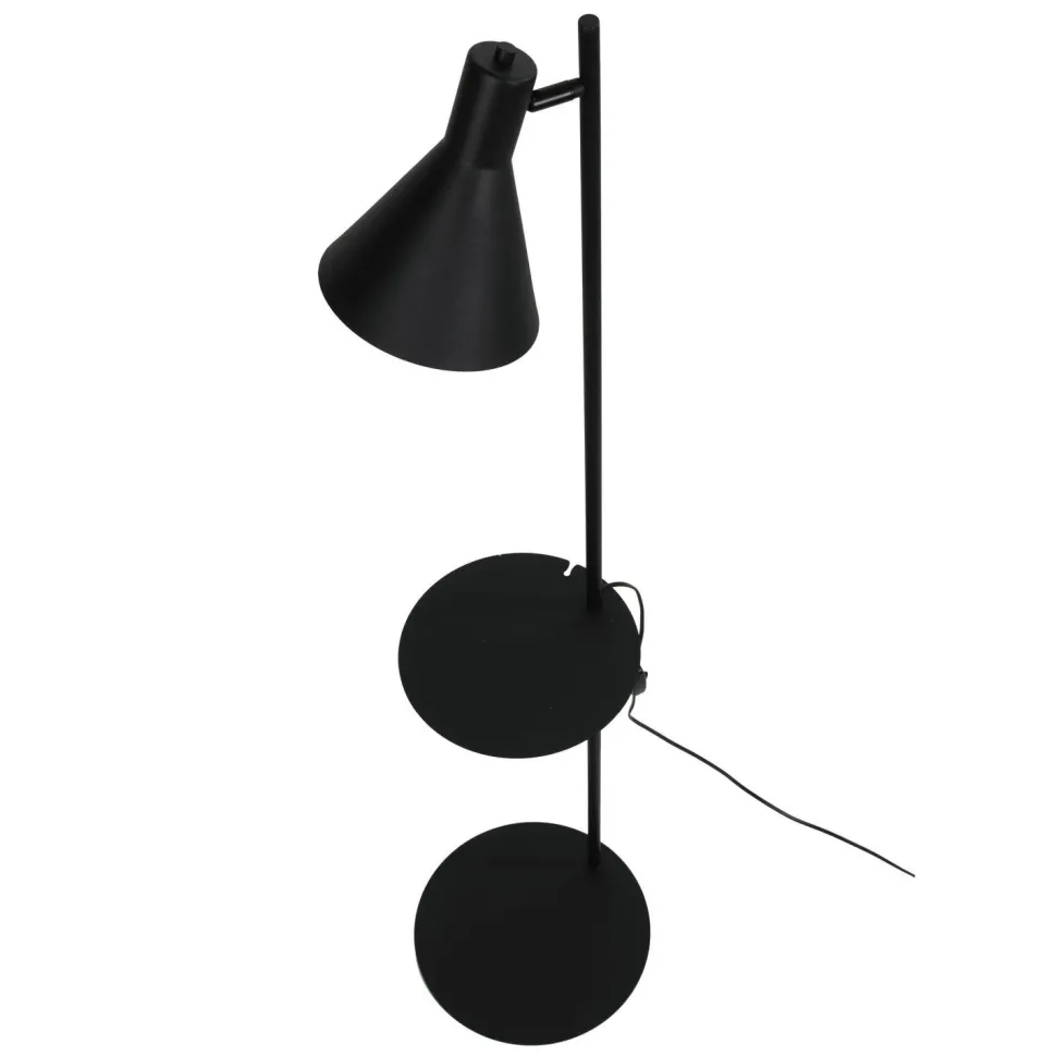 Stehlampe mit Ablage E27 verstellbarer Schirm Schwarz 138 cm