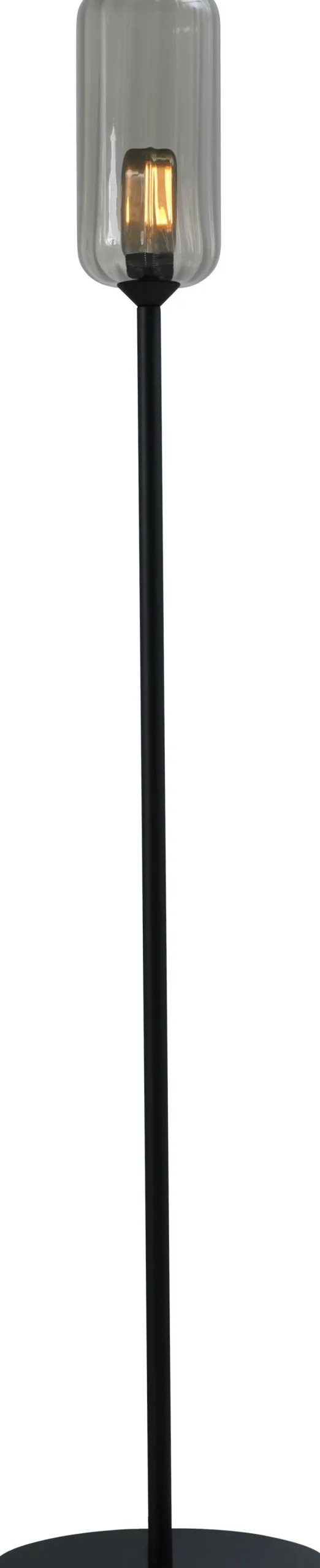 Stehlampe Schwarz 165 cm E27 Rauchglas Metall