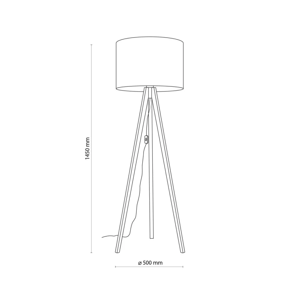 Stehlampe Schwarz 145 cm hoch Dreibein Holz Stoff E27