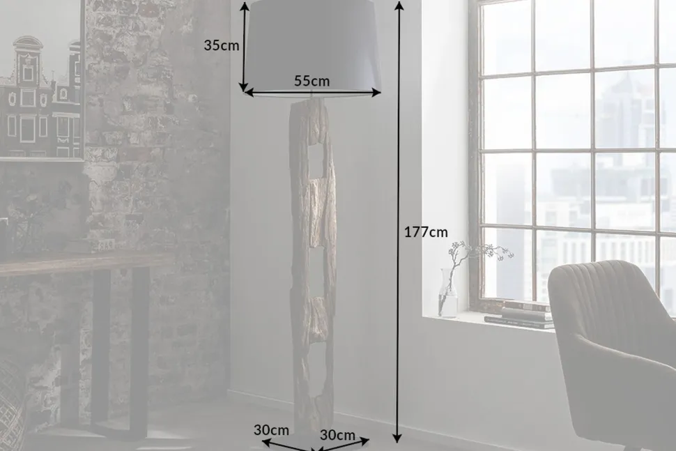 Stehlampe Stoff Holz 177cm hoch blendarm in Schwarz