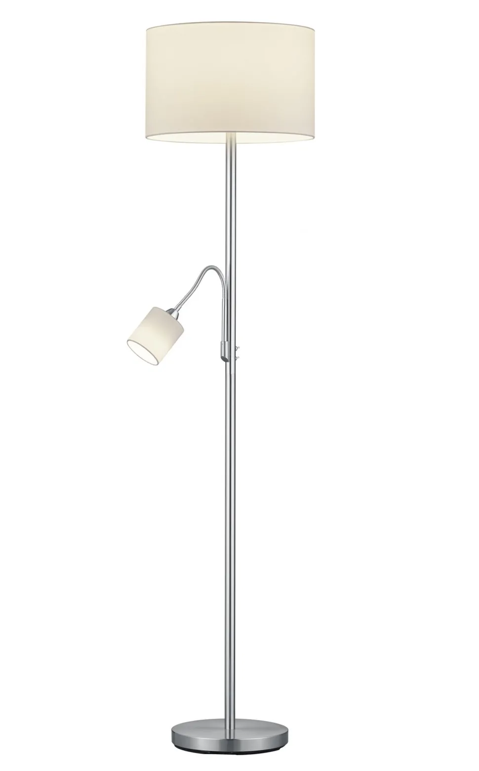 Stehlampe Stoff Metall 170 cm hoch E27 E14 Nickel Weiß