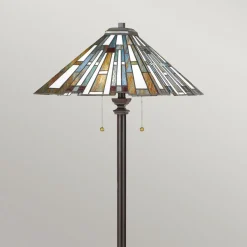 Stehlampe Tiffany Stil 157,8 cm hoch Zugschalter 2x E27